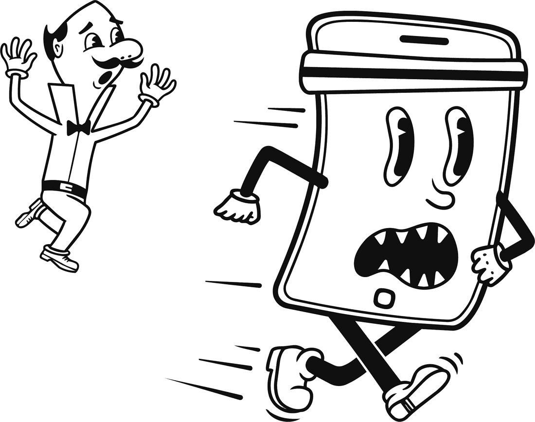 A man fleeing a frantic smartphone
